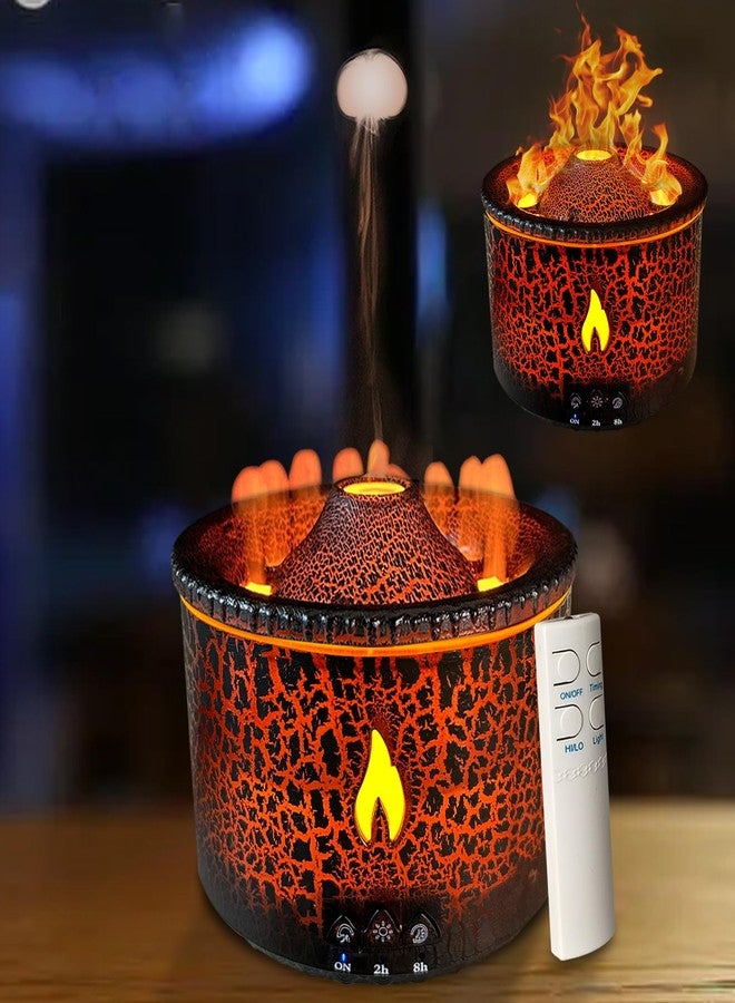 Cechlicht Volcano Diffuser, Essential Oil Diffuser 300ml Volcano Humidifier with Flame & Volcano Mist Mode, 2 Colors, Timer, Auto Shut-Off, Remote Control, Flame Diffusers for Home Bedroom Black - Image 1